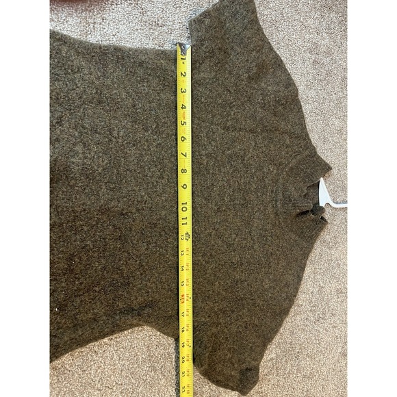 Vintage Women's short sleeve turtleneck sweater Brownish Merino wool Blend XL - Picture 7 of 7